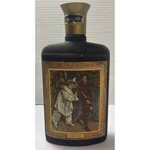 1968 Jim Beam Mardi Gras Jester Black Frosted Collector Decanter with Tax Stamp